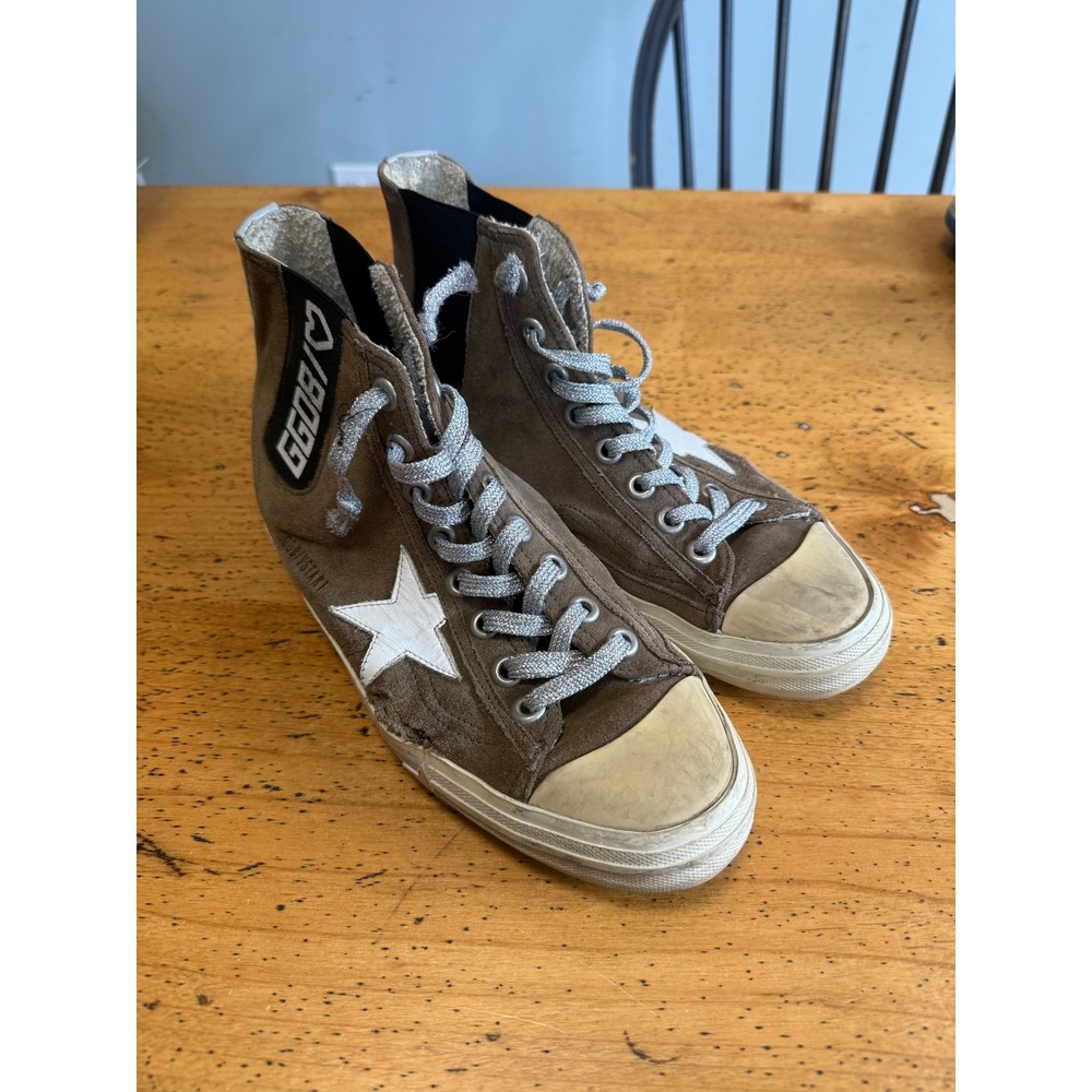 Golden Goose V-Star 1 Size 39 Brown Suede High‎ Top Sneakers GGDB Distressed